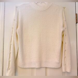 Chic Cream Sweater with Pearl Detailing